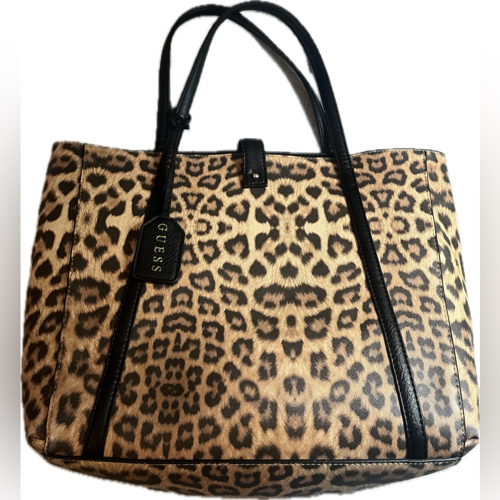 Large Y2K Guess Leopard Print Tote/Purse/Shoulder Bag
